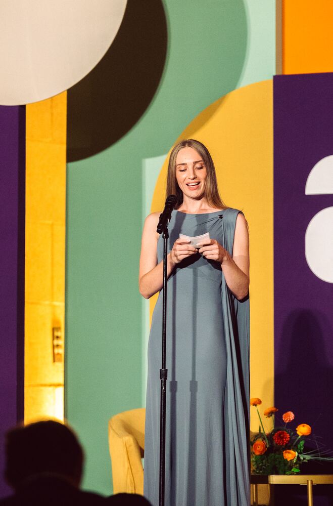 Grace Werner at the microphone